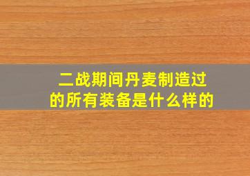 二战期间丹麦制造过的所有装备是什么样的