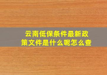 云南低保条件最新政策文件是什么呢怎么查