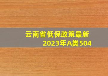 云南省低保政策最新2023年A类504