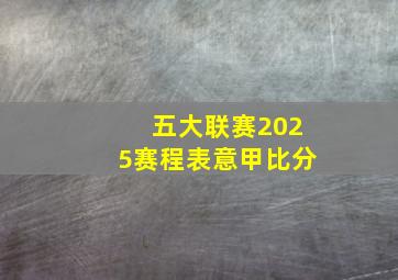 五大联赛2025赛程表意甲比分