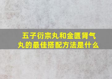 五子衍宗丸和金匮肾气丸的最佳搭配方法是什么