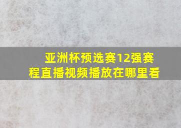 亚洲杯预选赛12强赛程直播视频播放在哪里看