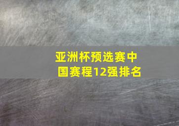 亚洲杯预选赛中国赛程12强排名