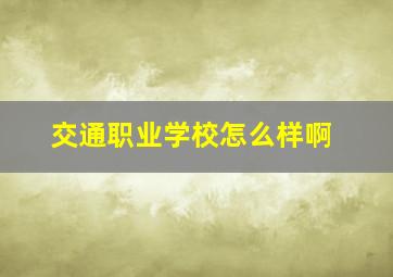 交通职业学校怎么样啊