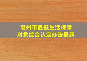 亳州市最低生活保障对象综合认定办法最新