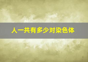 人一共有多少对染色体