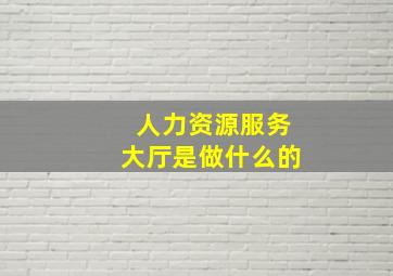 人力资源服务大厅是做什么的