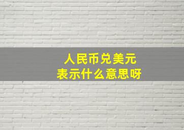 人民币兑美元表示什么意思呀