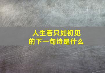 人生若只如初见的下一句诗是什么