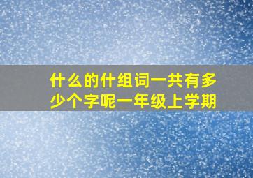 什么的什组词一共有多少个字呢一年级上学期