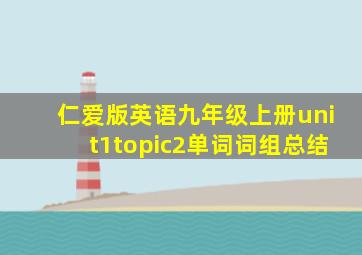 仁爱版英语九年级上册unit1topic2单词词组总结