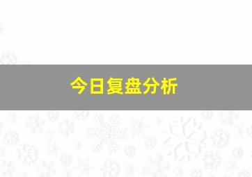 今日复盘分析