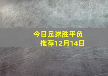 今日足球胜平负推荐12月14日