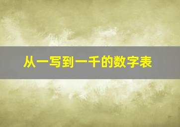 从一写到一千的数字表