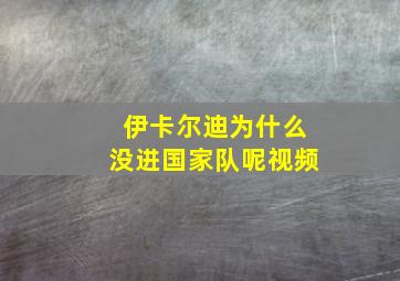 伊卡尔迪为什么没进国家队呢视频