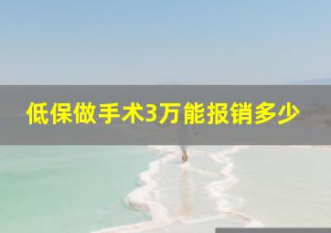 低保做手术3万能报销多少