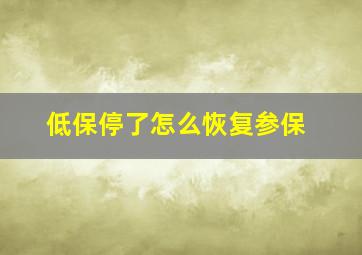 低保停了怎么恢复参保