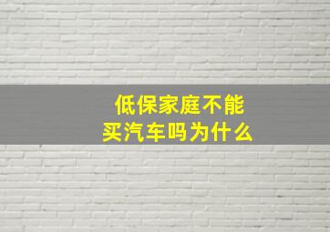 低保家庭不能买汽车吗为什么