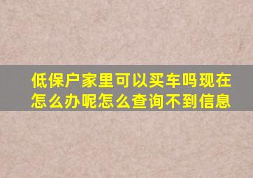 低保户家里可以买车吗现在怎么办呢怎么查询不到信息