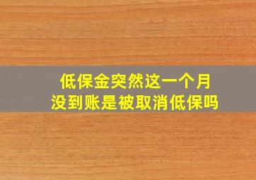 低保金突然这一个月没到账是被取消低保吗