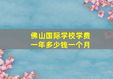 佛山国际学校学费一年多少钱一个月