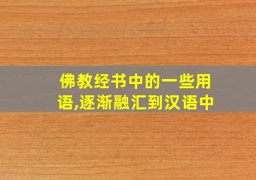 佛教经书中的一些用语,逐渐融汇到汉语中