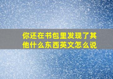 你还在书包里发现了其他什么东西英文怎么说