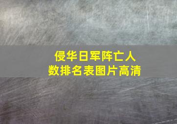 侵华日军阵亡人数排名表图片高清