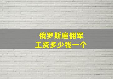 俄罗斯雇佣军工资多少钱一个