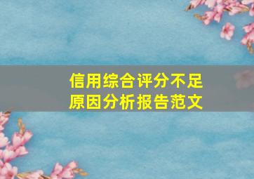 信用综合评分不足原因分析报告范文