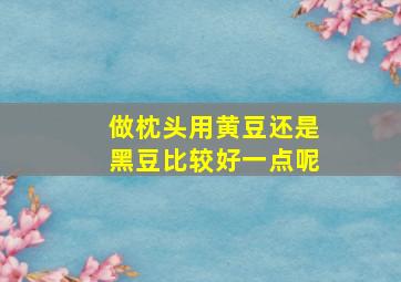 做枕头用黄豆还是黑豆比较好一点呢