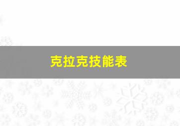 克拉克技能表