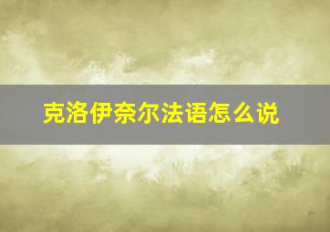 克洛伊奈尔法语怎么说