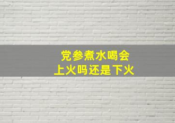 党参煮水喝会上火吗还是下火