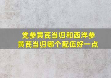 党参黄芪当归和西洋参黄芪当归哪个配伍好一点