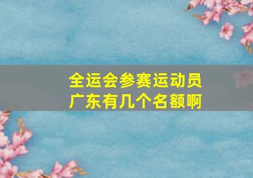 全运会参赛运动员广东有几个名额啊