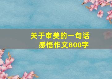 关于审美的一句话感悟作文800字