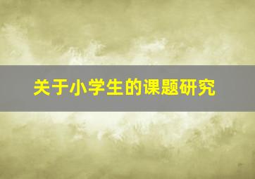 关于小学生的课题研究