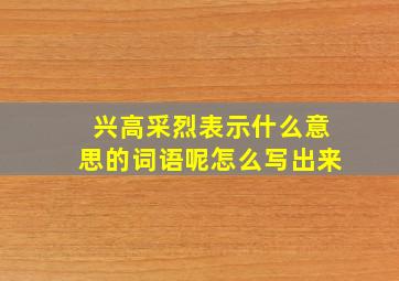 兴高采烈表示什么意思的词语呢怎么写出来