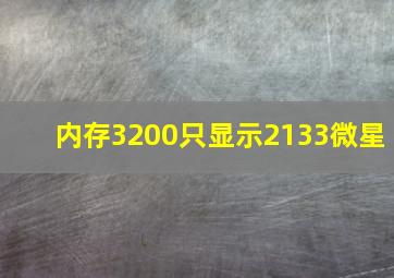 内存3200只显示2133微星