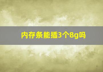 内存条能插3个8g吗