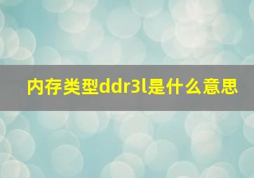 内存类型ddr3l是什么意思