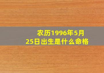 农历1996年5月25日出生是什么命格