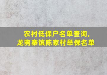 农村低保户名单查询,龙驹寨镇陈家村举保名单