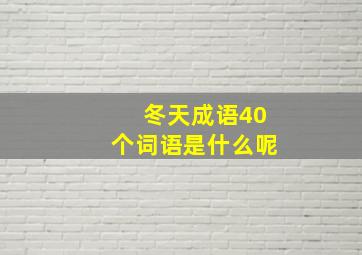 冬天成语40个词语是什么呢