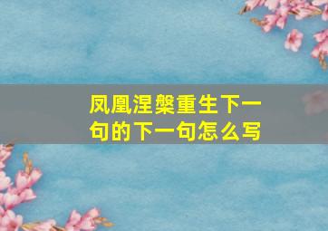 凤凰涅槃重生下一句的下一句怎么写