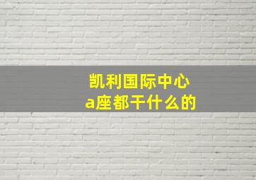 凯利国际中心a座都干什么的