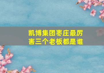 凯博集团枣庄最厉害三个老板都是谁