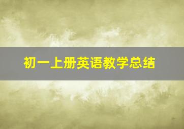 初一上册英语教学总结