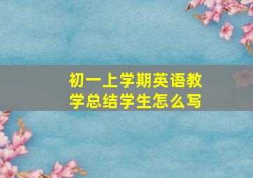 初一上学期英语教学总结学生怎么写